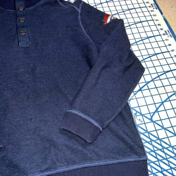 Tommy Bahama Denver Broncos 1/4 Button Sweater Blue Mens L NFL - Picture 5 of 10